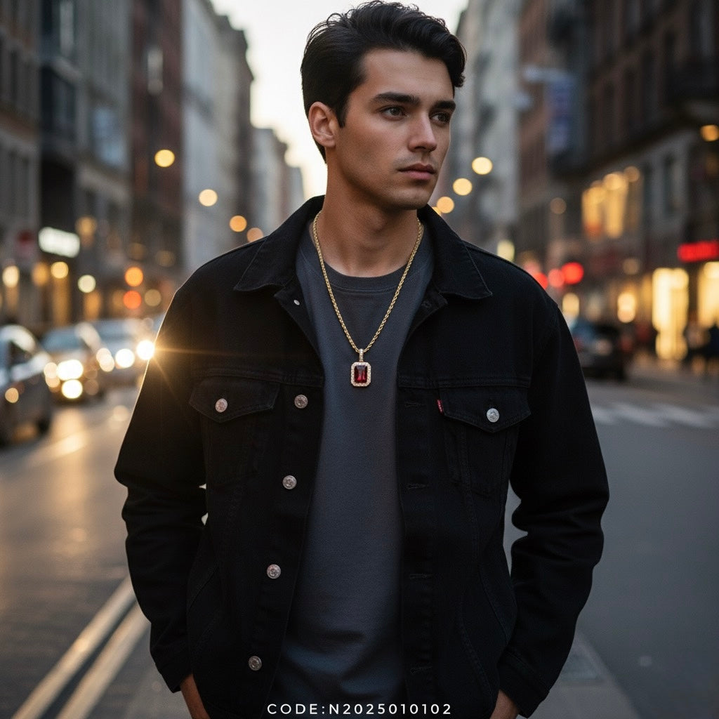 ✨ Radiant Heart Garnet & White Sapphire Pendant ✨ - Gemstones: Garnet (11x9mm) & White Sapphire (1.5mm) Metal: 925 Sterling Silver with 18K Yellow Gold Plating Chain Length: 20"