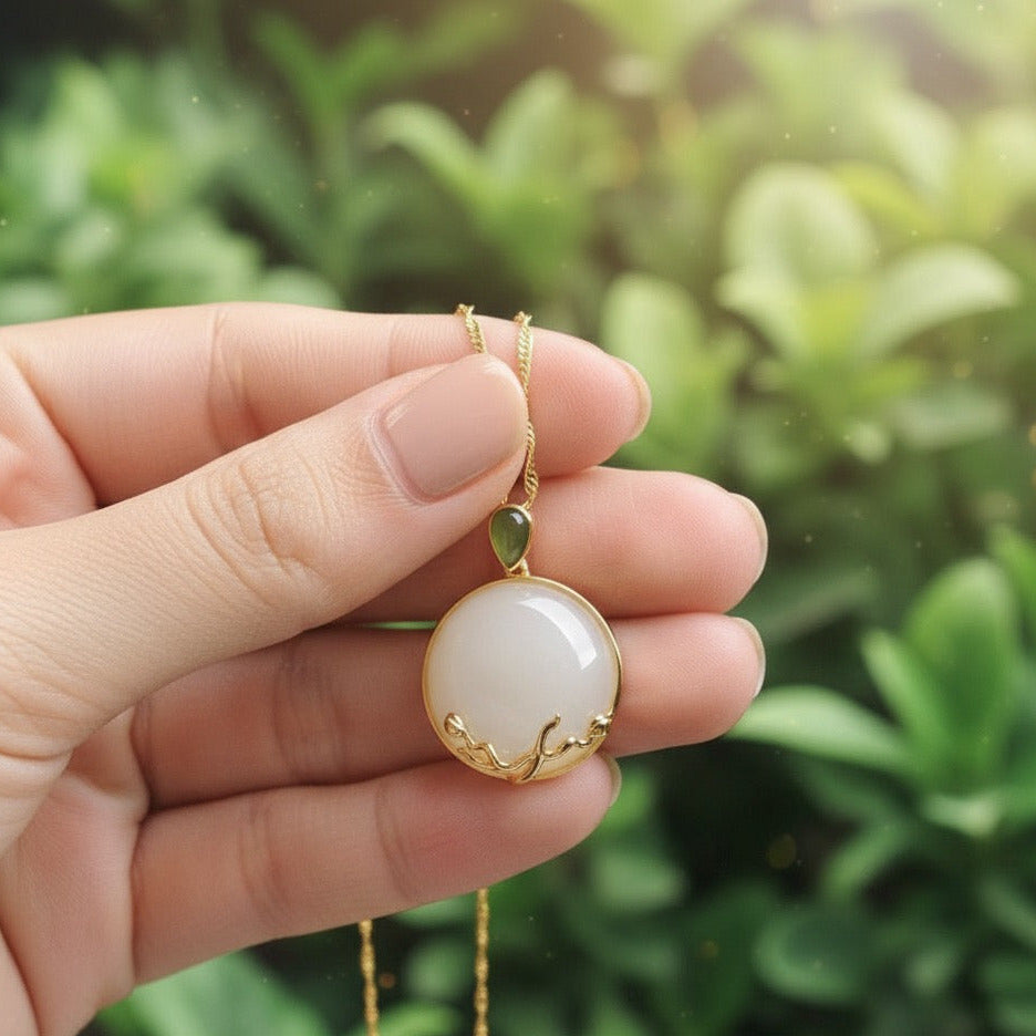 Dual Harmony Pendant – Moonstone & Onyx in 18K Gold-Plated Silver (20")