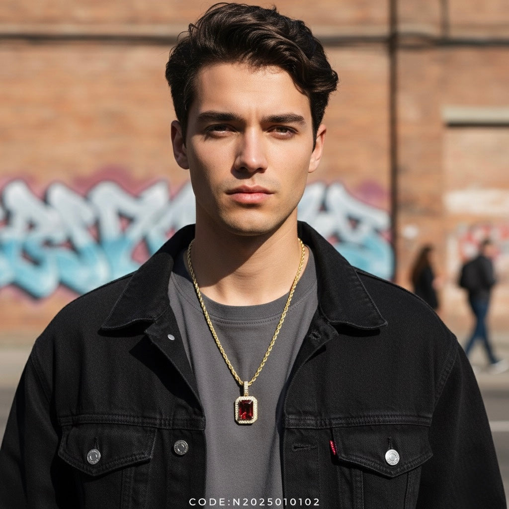 ✨ Radiant Heart Garnet & White Sapphire Pendant ✨ - Gemstones: Garnet (11x9mm) & White Sapphire (1.5mm) Metal: 925 Sterling Silver with 18K Yellow Gold Plating Chain Length: 20"