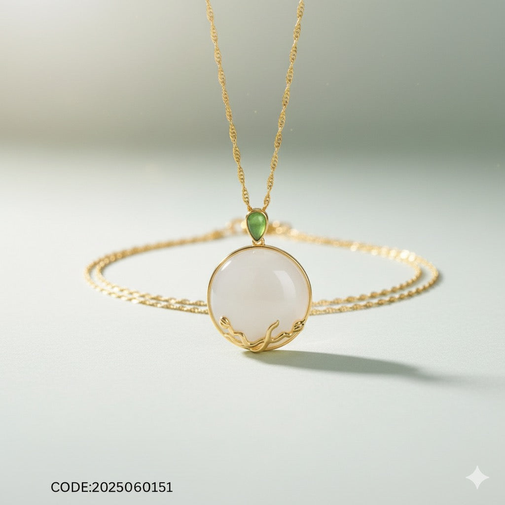 Dual Harmony Pendant – Moonstone & Onyx in 18K Gold-Plated Silver (20")