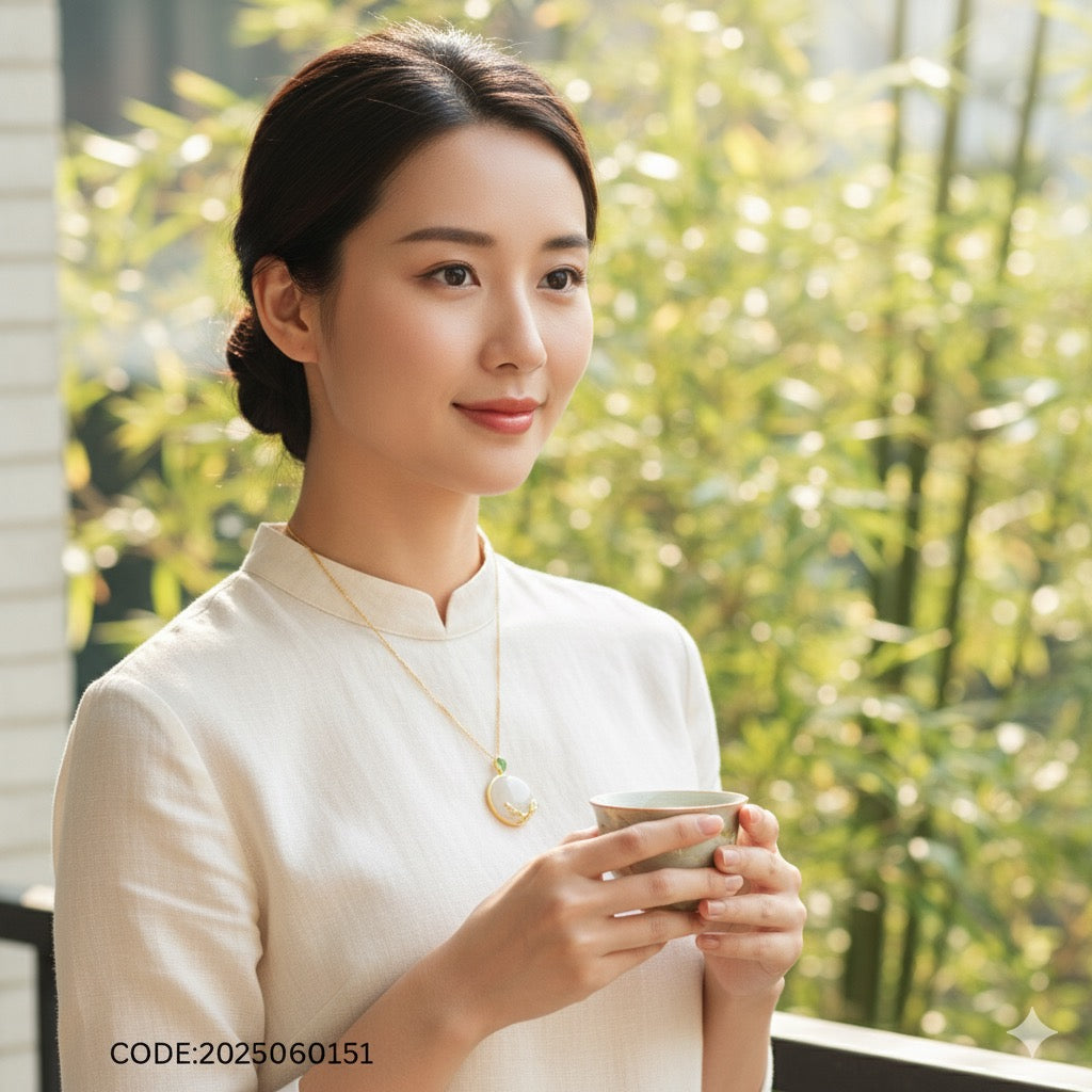 Dual Harmony Pendant – Moonstone & Onyx in 18K Gold-Plated Silver (20")