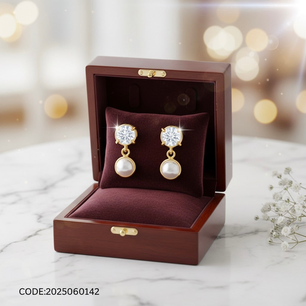Pearl & Moonstone Harmony Earrings – 18K Gold-Plated Silver
