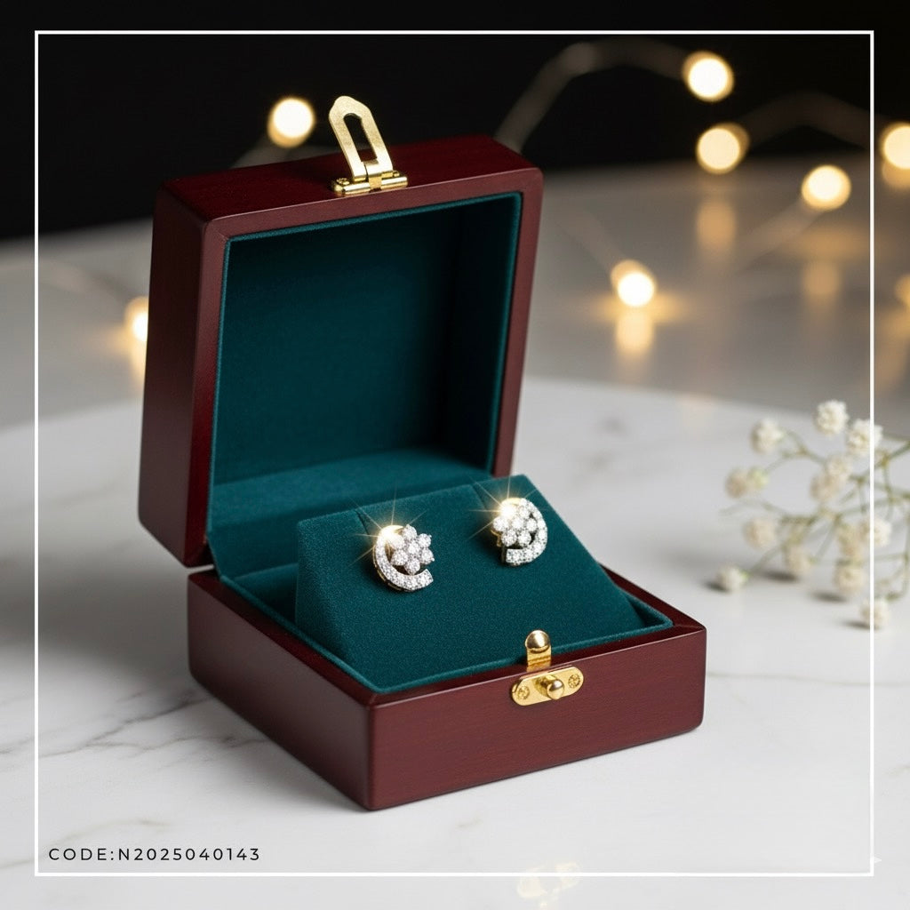 18K Gold Plated Sterling Silver Floral White Sapphire Cluster Studs