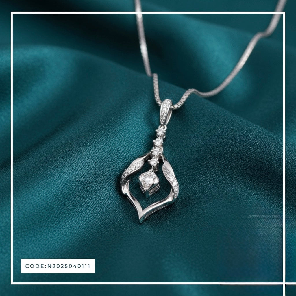 Dazzling White Sapphire Drop Pendant Necklace in Sterling Silver (18" Chain)