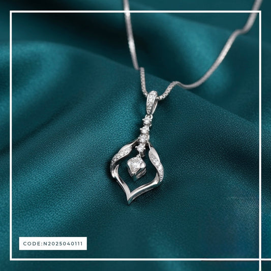 Dazzling White Sapphire Drop Pendant Necklace in Sterling Silver (18" Chain)