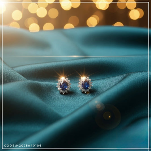 Oval London Blue Topaz Sunburst Stud Earrings in Sterling Silver